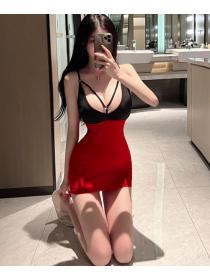 Sexy   Color Matching Hollow Out Night Out Dress