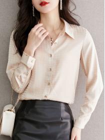 Korean style Fashion Satin Long-sleeved blouse