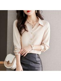 Korean style Fashion Satin Long-sleeved blouse 