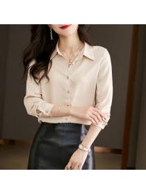 Korean style Fashion Satin Long-sleeved blouse 