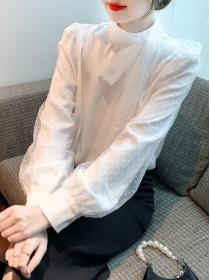Korean style Matching White Bowknot Lantern sleeve Top