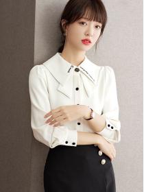 Korean style Elegant Solid color OL Blouse