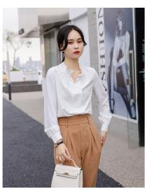 Korean style Chiffon V-neck tops spring shirt for women