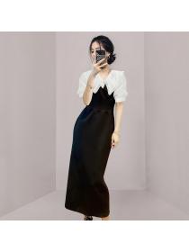 Slim long Pseudo-two splice spring and summer dress