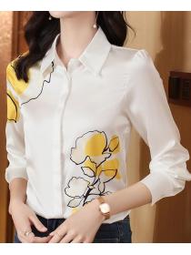 On Sale Flower Printing Bowknot Matching Blouse 