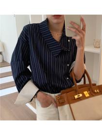 Korean style Fashion long sleeve stripe shirt