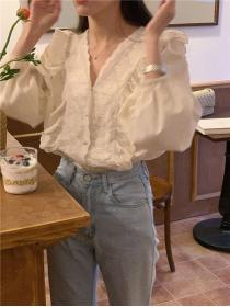 Korean style Long sleeve White shirt
