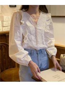Korean style Long sleeve White shirt