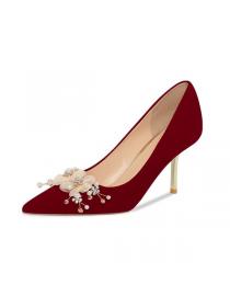 Spring fashion Red shoes Wedding shoes High heels 