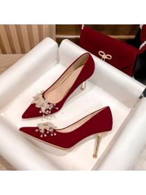 Spring fashion Red shoes Wedding shoes High heels 