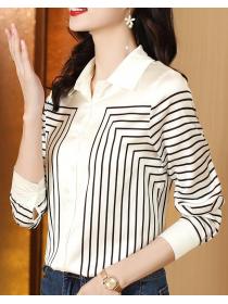 Stripe Color Matching Fashion Blouse 