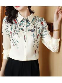 High-end V-neck  slimming mulberry silk top 