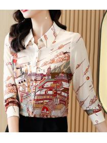 High-end V-neck slimming mulberry silk top 