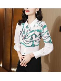 High-end Doll -neck slimming mulberry silk top 