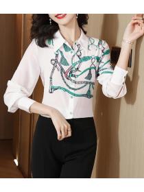 High-end Doll -neck slimming mulberry silk top 