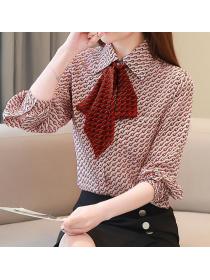 On Sale Doll Collars Printing Blouse 