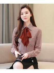 On Sale Doll Collars Printing Blouse 
