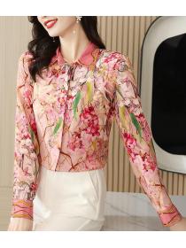 On Sale Doll Collars Printing Fashion Blouse 