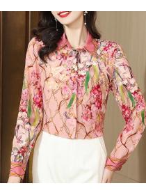 On Sale Doll Collars Printing Fashion Blouse 