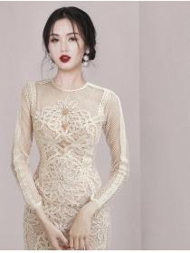 Temperament  lace melt flower  hip fashion dress