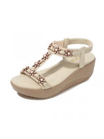 New style elastic strap wedge sandals large size fashion sandals