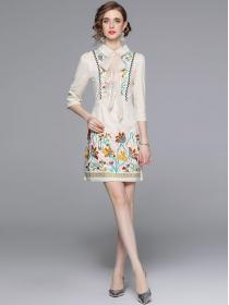 Spring fashion Embroidery Bowknot Fashion Dress