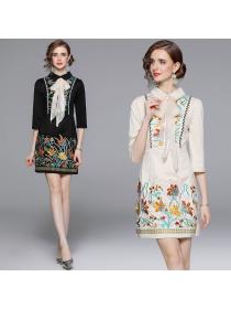 Spring fashion Embroidery Bowknot Fashion Dress 