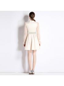 European styleHigh waist Slim Long-sleeved dress（with belt)