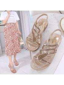 Spring new Bohemian style sandals round head wedge sandals 