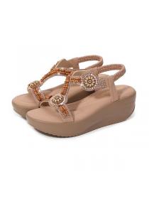 Summer new large size sandals female Wedge heel shoes 