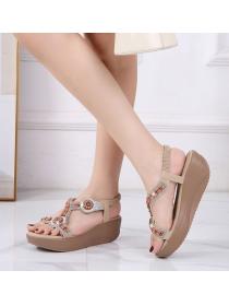 Summer new large size sandals female Wedge heel shoes 