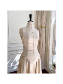 Fashion elegant Sleeveless High waist Solid color Dress 