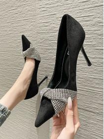 Fashion rhine-diamond high heels pointed thin heel shoes