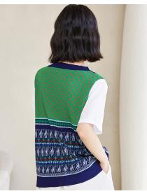 New Style Color Matching Knitting Top 