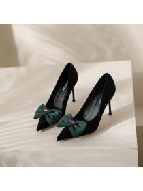 Korean style Fashion Bowknot Black High heels
