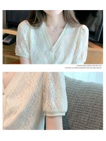 Korean style Short sleeve tops lace summer shirt for women