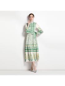 Temperament retro printing sweet dress for women Maxi Dress