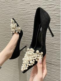 Fashion pearl buckle High heels shoes