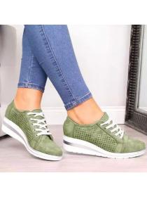 European style Breathable shoe women's wedges hollowed out lace-up casual shoes
