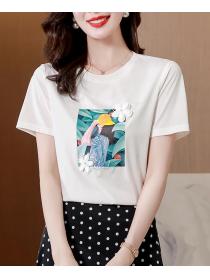 Korean style Round collar Fashion T-shirt