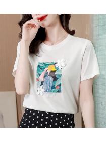 Korean style Round collar Fashion T-shirt