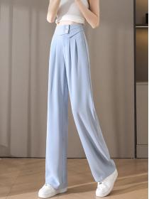 Korean style High waist Loose Straight Long pants