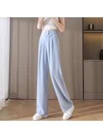 Korean style High waist Loose Straight Long pants 