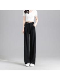 Korean style ice silk loose wide leg straight leg pants high waist Long pants