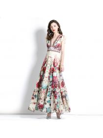 Vintage style Spring and summer Floral dress for women