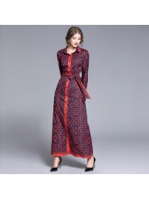 European style pinched waist Matching with belt dress