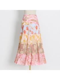 Fashion high waist slim pleated top+ skirt 
