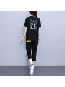 Summer new Korean style loose Fashion Short-sleeved T-shirt two-piece set