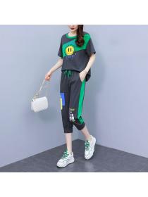 Summer new Korean style loose Sports Short-sleeved T-shirt two-piece set