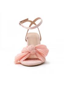 Fashion sandals thick heel bow silk sandals Retro shoes